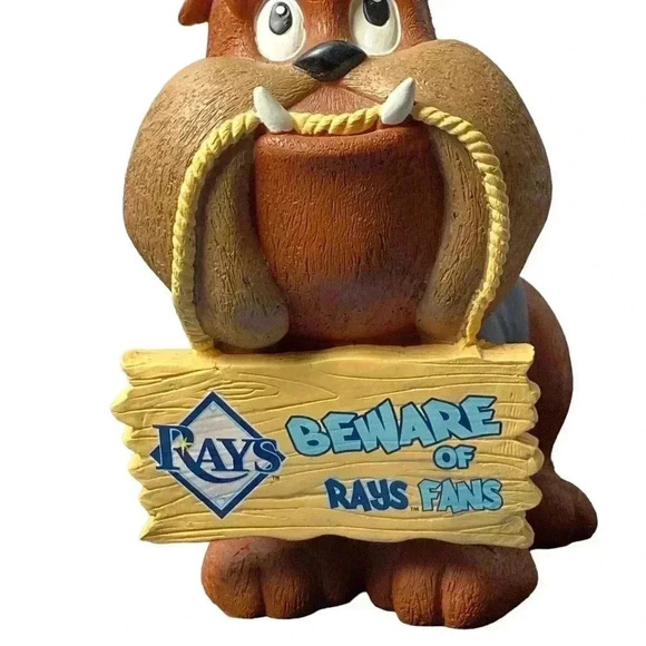 MLB TAMPA BAY  RAYS BULLDOG BEWARE OF  RAYS FANS 8” STATUTE AND COASTERS - Picture 8 of 9